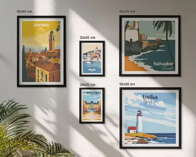 City landscapes with lanterns wall art set of 5 pieces