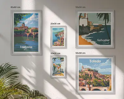 Framed photo set European city landscapes