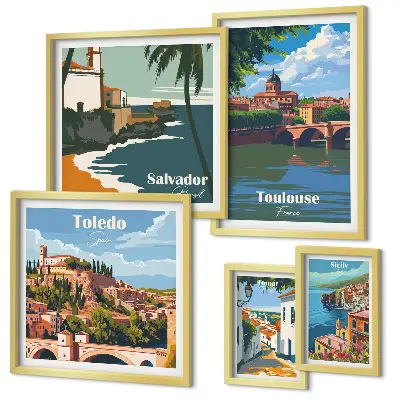 Framed photo set European city landscapes
