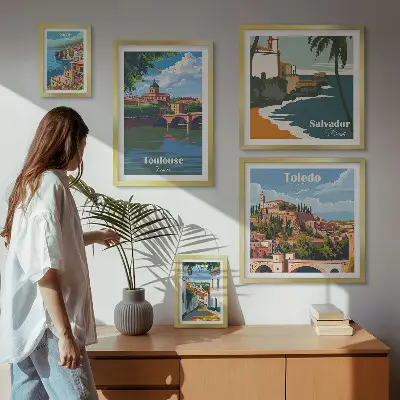 Framed photo set European city landscapes