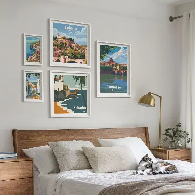 Framed photo set European city landscapes