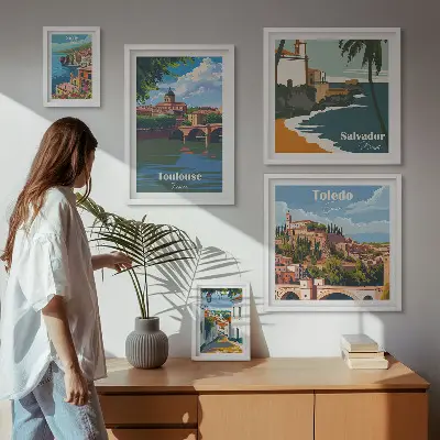 Framed photo set European city landscapes