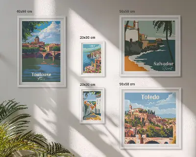 Framed photo set European city landscapes