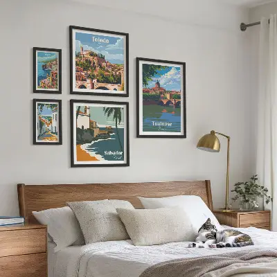 Framed photo set European city landscapes