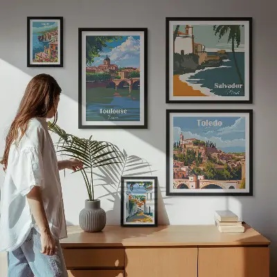 Framed photo set European city landscapes