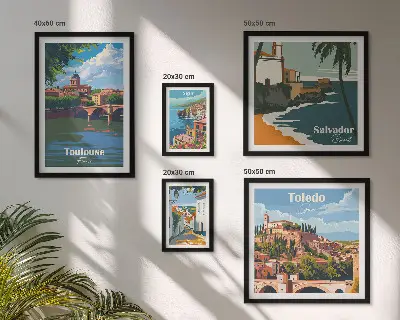 Framed photo set European city landscapes