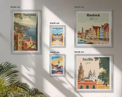Landscapes of European cities wall art set of 5 pieces