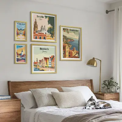 Landscapes of European cities wall art set of 5 pieces