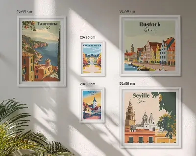 Landscapes of European cities wall art set of 5 pieces