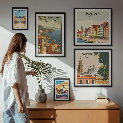 Landscapes of European cities wall art set of 5 pieces
