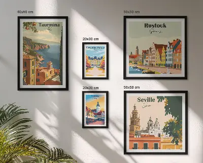 Landscapes of European cities wall art set of 5 pieces