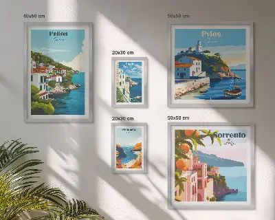 Landscapes of the Greek islands wall art set set of 5 pieces