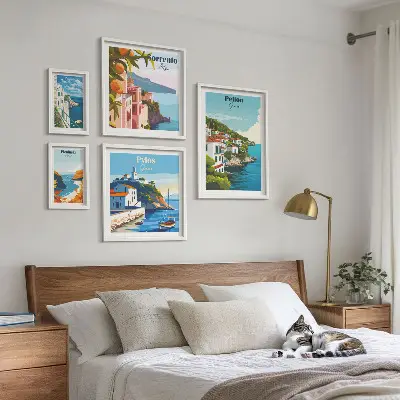 Landscapes of the Greek islands wall art set set of 5 pieces