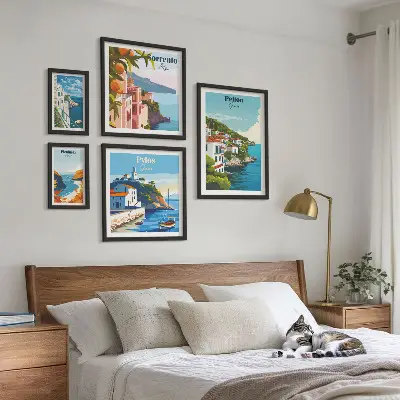 Landscapes of the Greek islands wall art set set of 5 pieces