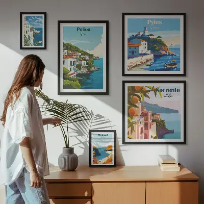 Landscapes of the Greek islands wall art set set of 5 pieces