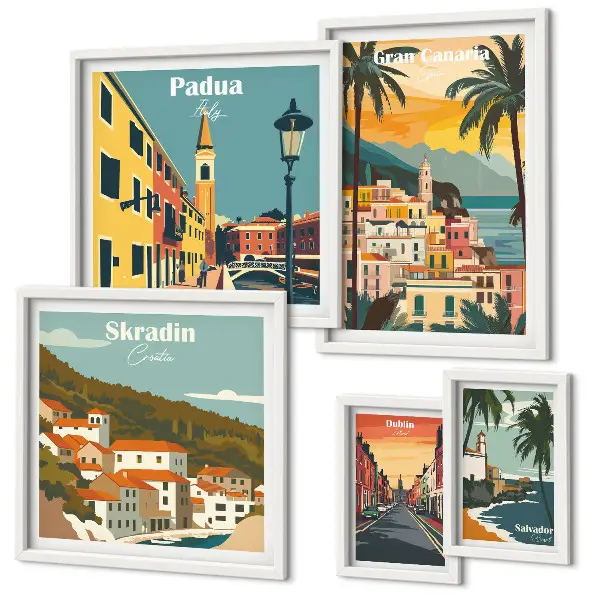 European City Landscapes Wall Art set of 5 pieces