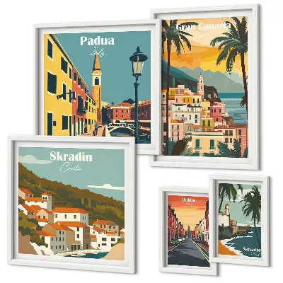 European City Landscapes Wall Art set of 5 pieces