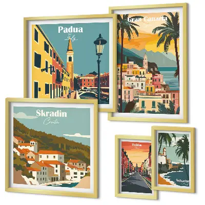European City Landscapes Wall Art set of 5 pieces
