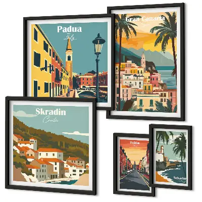 European City Landscapes Wall Art set of 5 pieces