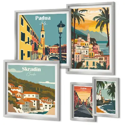 European City Landscapes Wall Art set of 5 pieces