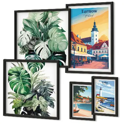 Gallery wall floral print set inspired by Polish coastal cities