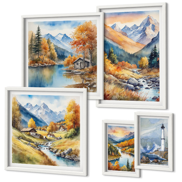 Framed photo set Mountain rivers lighthouse