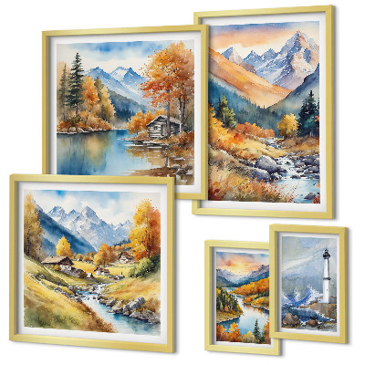 Framed photo set Mountain rivers lighthouse