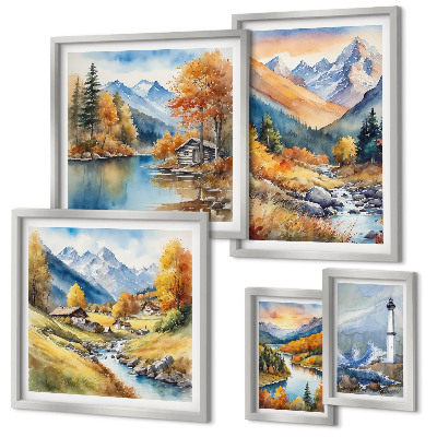 Framed photo set Mountain rivers lighthouse