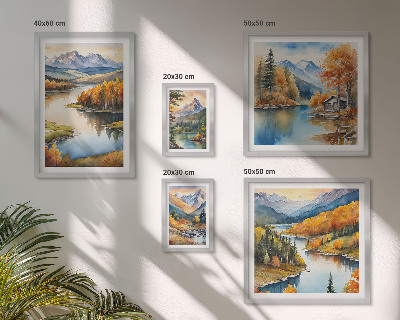 Set of 5 wall art pieces Mountain rivers autumn trees