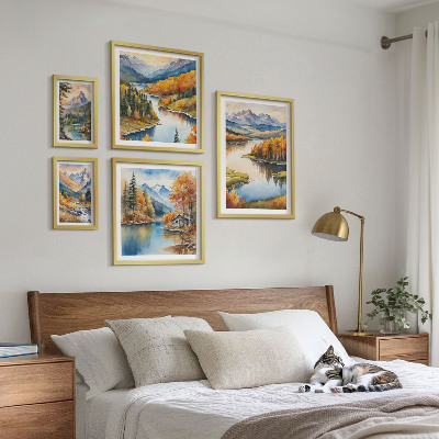 Set of 5 wall art pieces Mountain rivers autumn trees