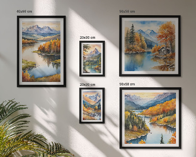 Set of 5 wall art pieces Mountain rivers autumn trees