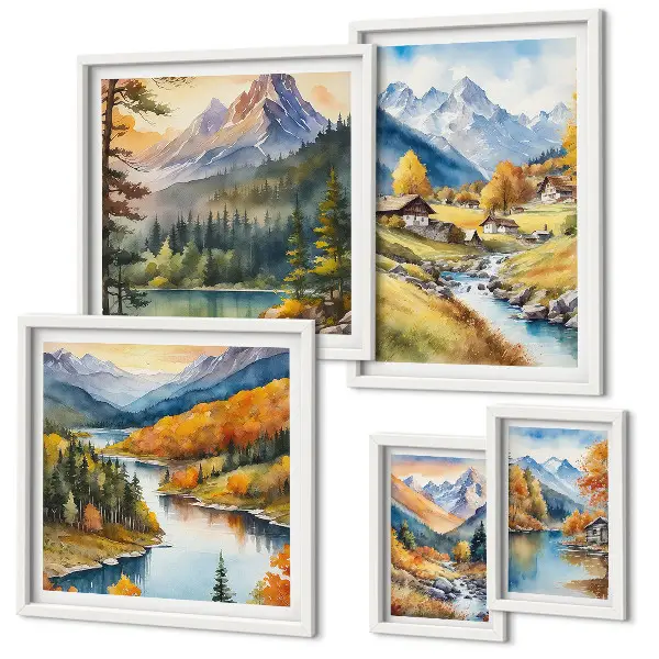 Mountain landscapes of the river valley gallery wall set