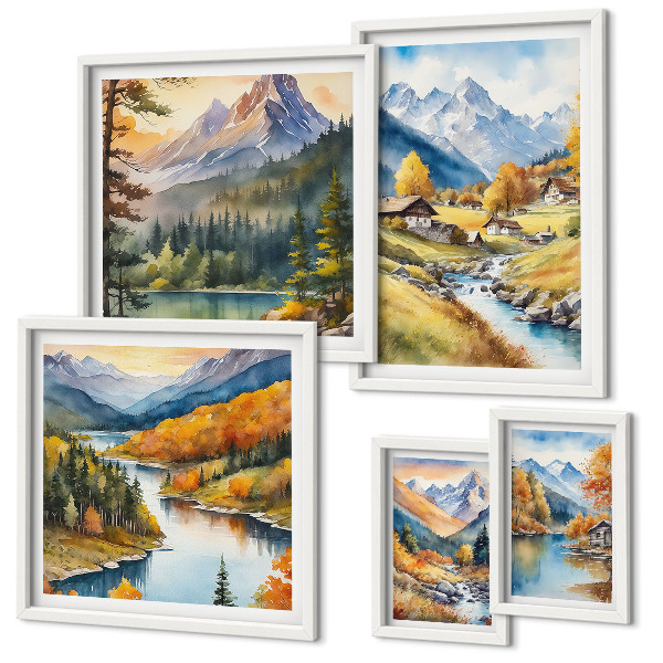 Gallery wall Mountain landscapes of the river valley