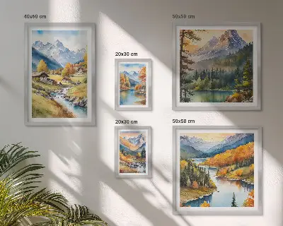 Mountain landscapes of the river valley gallery wall set