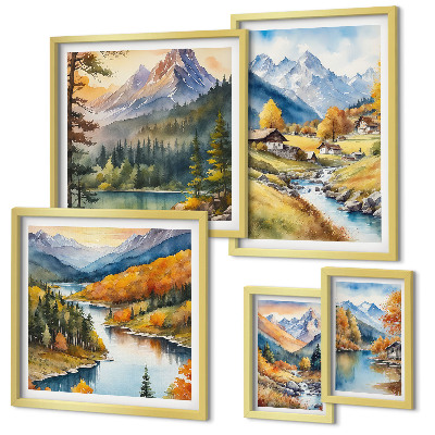 Gallery wall Mountain landscapes of the river valley