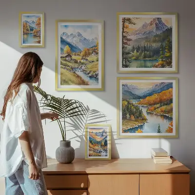 Mountain landscapes of the river valley gallery wall set