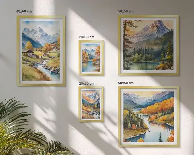 Mountain landscapes of the river valley gallery wall set