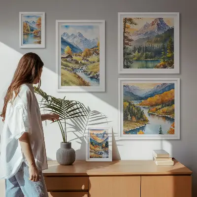 Mountain landscapes of the river valley gallery wall set