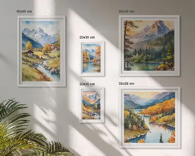 Mountain landscapes of the river valley gallery wall set