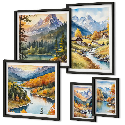 Gallery wall Mountain landscapes of the river valley