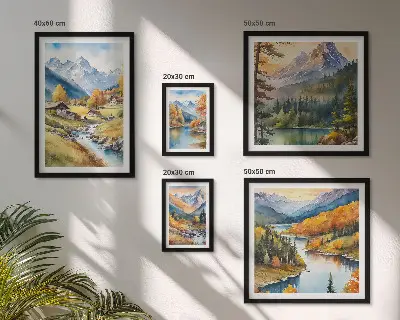 Mountain landscapes of the river valley gallery wall set