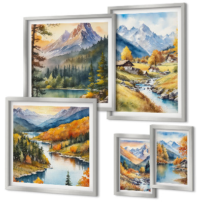Gallery wall Mountain landscapes of the river valley