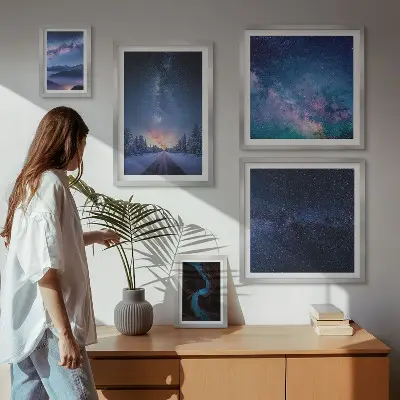 Cosmic nightscapes wall art set of 5 pieces