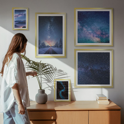 Set of 5 wall art pieces Cosmic nightscapes