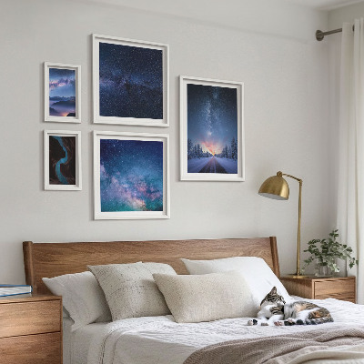 Set of 5 wall art pieces Cosmic nightscapes