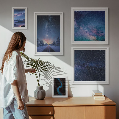 Set of 5 wall art pieces Cosmic nightscapes
