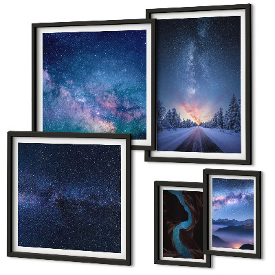 Set of 5 wall art pieces Cosmic nightscapes