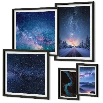 Cosmic nightscapes wall art set of 5 pieces