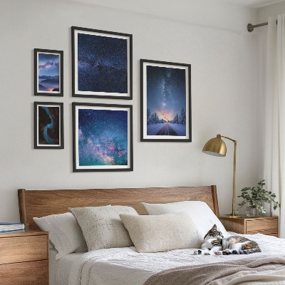 Set of 5 wall art pieces Cosmic nightscapes