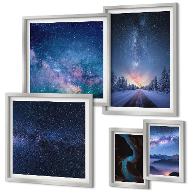 Set of 5 wall art pieces Cosmic nightscapes
